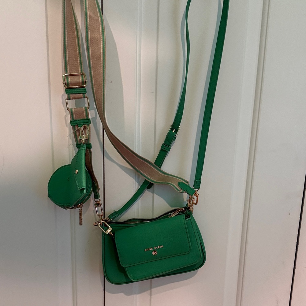 Anne Klein Emerald Green Crossbody Bag with Coin Pouch